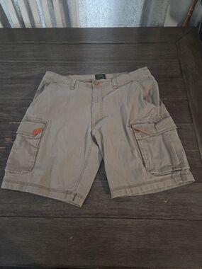 Vintage St. John's Bay Cargo Shorts Size 36 Tan Orange Y2K Utility Gorpcore Look